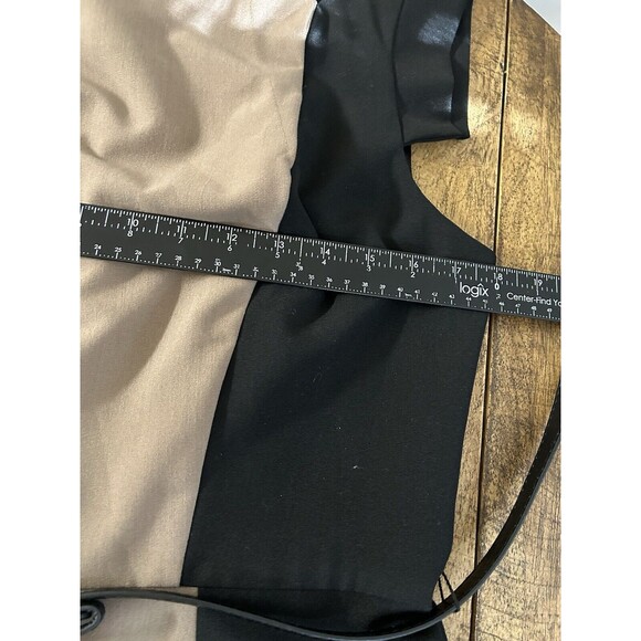 SINGLE Veronica Colorblock Black/Ivory Dress Career Wear Belted Size 10 - Picture 12 of 15